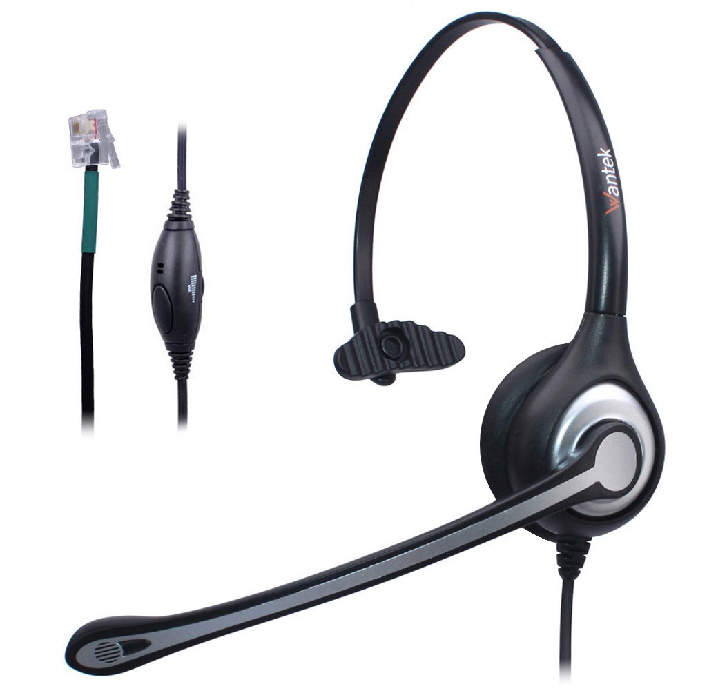Wantek Corded Telephone Headset Mono W/ Noise Canceling Mic For Avaya