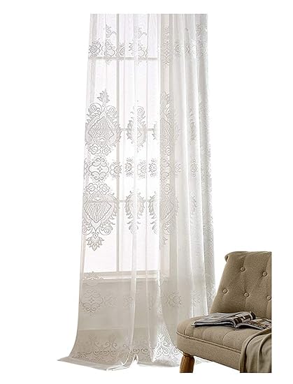 Amazon Com Aside Bside Modern Sheer Curtains Jacquard Floral