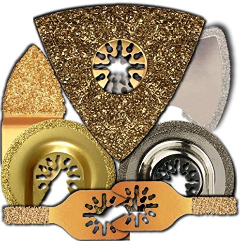 7piece Flooring Tile and Grout Blade Pack Oscillating Multitool Blades Fits Fein Multimaster Makita Genesis Bosch Dremel Craftsman Bolt-on Nextec Ridgid Ryobi Makita Milwaukee Dewalt Rockwell Hyperlock Chicago Stainley Skil King Canada Multi Tools