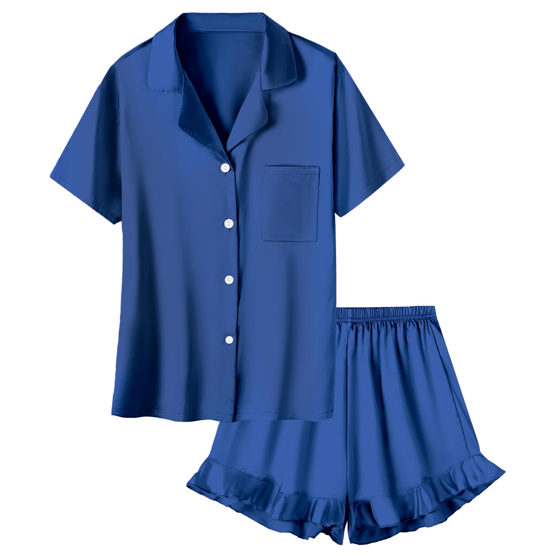 Umeyda Girls Satin Silky Collar V Neck Ruffle Short