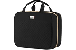 BAFAMYE 5.8L Travel Toiletry Bag for women - 2.1 GAL Water-resistant Makeup Cosmetic Bag Organizer With Hanging Hook for Travel Accessories Shampoo Full-size Container, Black