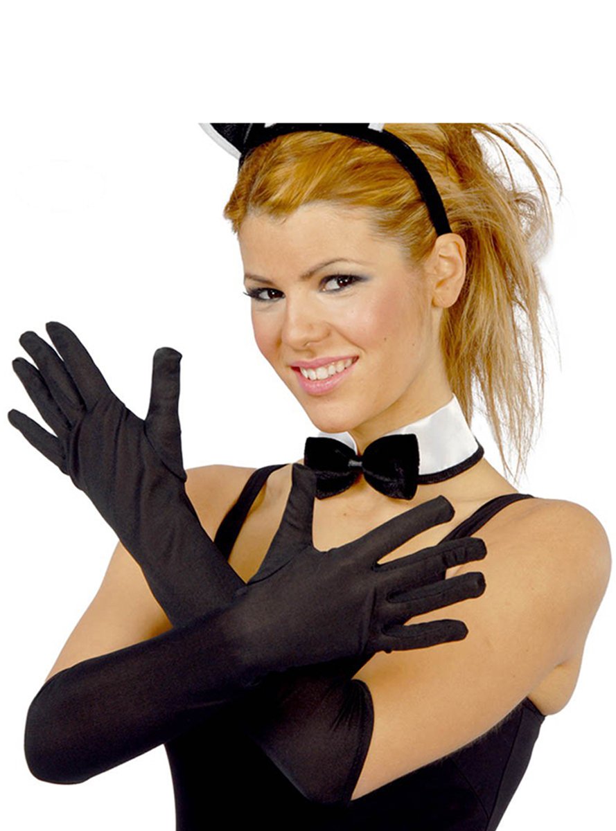 FIESTAS GUIRCA | Fancy Dress Gloves (One Size) - Fancy Dress Accessory for Adults - Ideal for Halloween, Medieval Parties, Bandits, Musketeers and the '20s Fabric Black