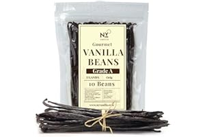 AKSHIT 10 Vanilla Bean Grade A- Whole Vanilla Beans, Non GMO, Natural Vanilla Bean Pods, 6-8 Inches, Premium Vanilla Beans for Making Vanilla Extract. NY Vanilla Bean