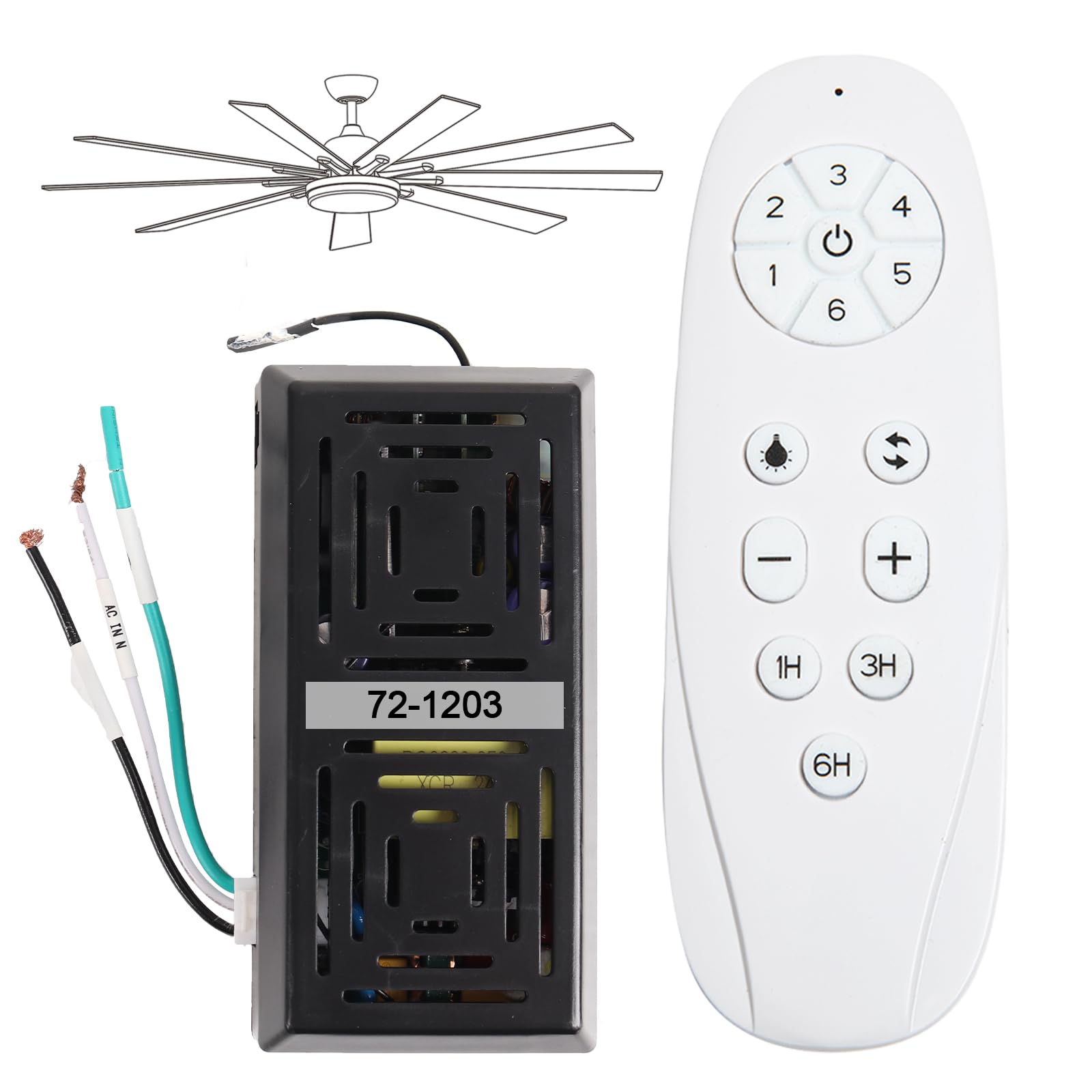 Photo 1 of SODSEA Ceiling Fan Remote Control Kit, Replacement for 72 Inch Indoor Outdoor Ceiling Fan with Light-1203