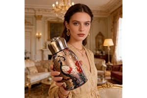 1 Pack 10 oz Insulated Water Bottle, Stainless Steel Mini Thermal Bottle with Handle, Peacock Chinese Vintage Pattern