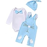 GOLLUNER Newborn Baby Girl Boy Easter Clothes Cute Gentle Romper Top Overall Pant Newborn Infant 2 Pieces Outfit Set