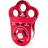 EMMRAGNO 30KN Climbing Single Pulley Climbing Three Hole Hitch Pulley Climbing Bearing Pulley, Hauling Pulley for Rock Climbing, Rappelling, Zipline Sports etc.
