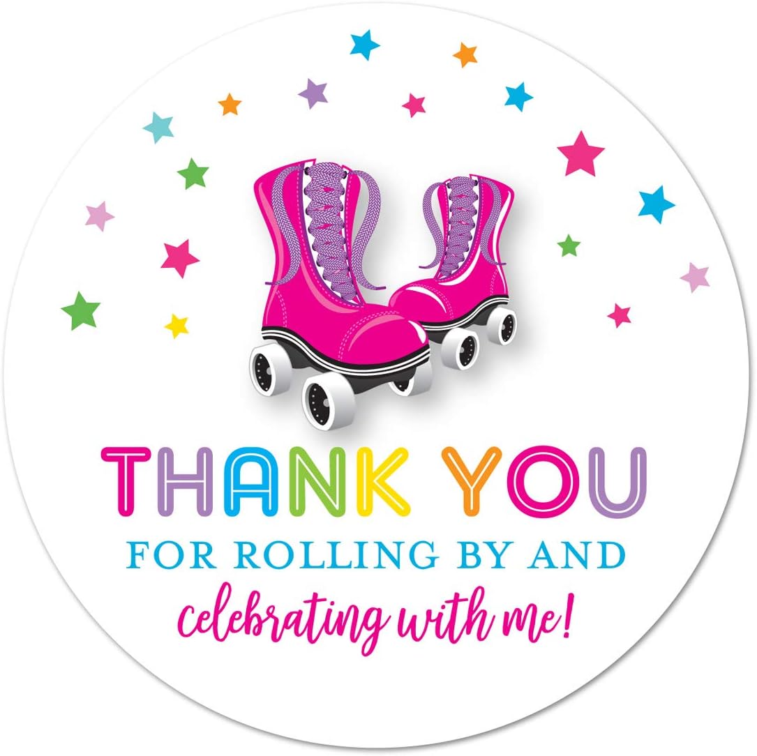 Amazon Com 40 Cnt Roller Skating Thank You Labels Roller Skate