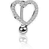 Heart Belly Button Rings Pave CZ Crystal Top Down Belly Rings 14G Surgical Steel Navel Piercing Jewelry