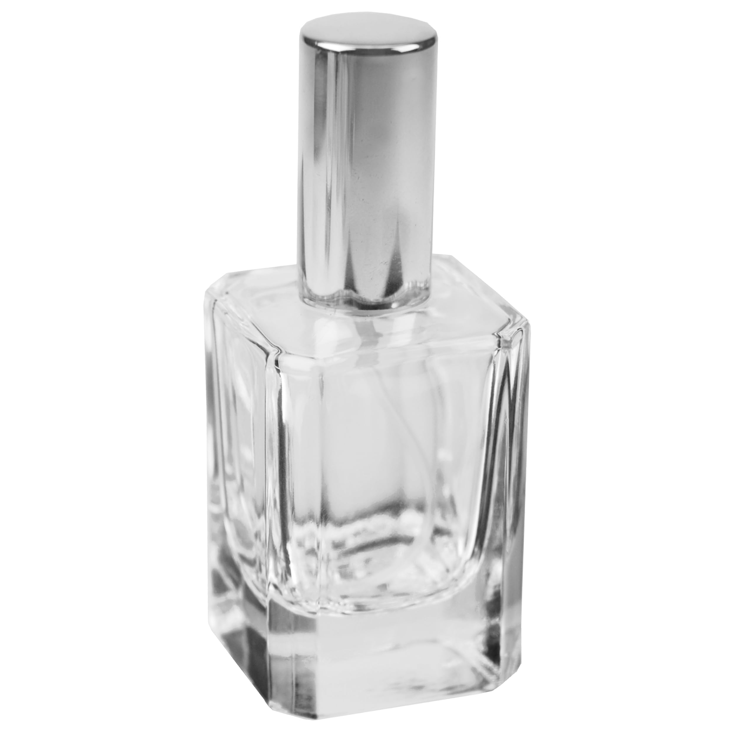 Fantasia 46191 Square Perfume Bottle with Sprayer Pump and Cap for 50 ml Silver