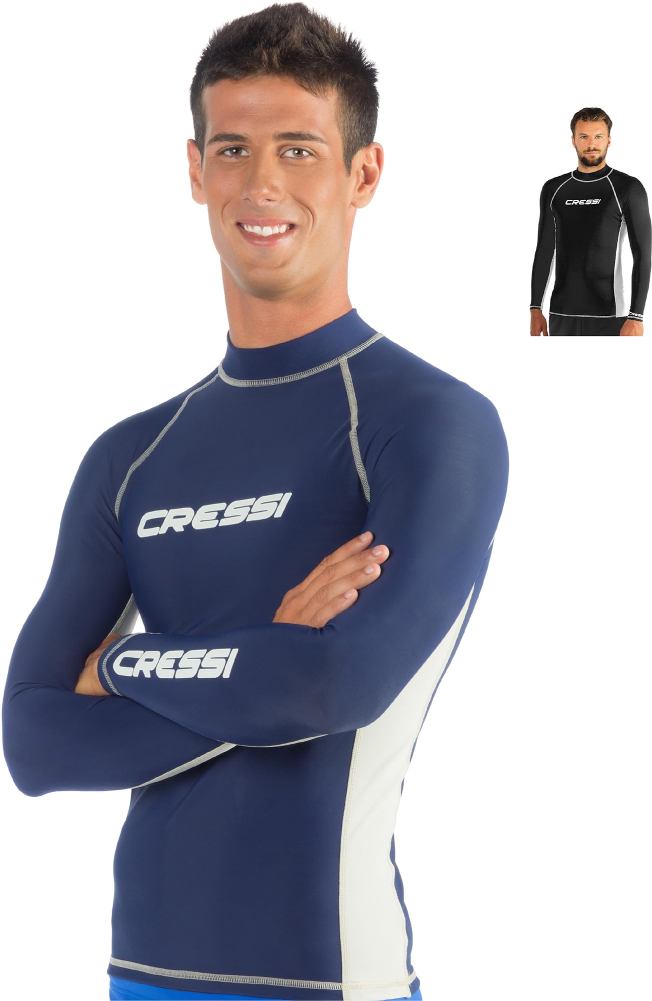 Cressi Men's Lycra Skin Long Sleeve Rash Guard UV Sun Protection (UPF) 50+, Blue, M/3 (38/40) — image 1