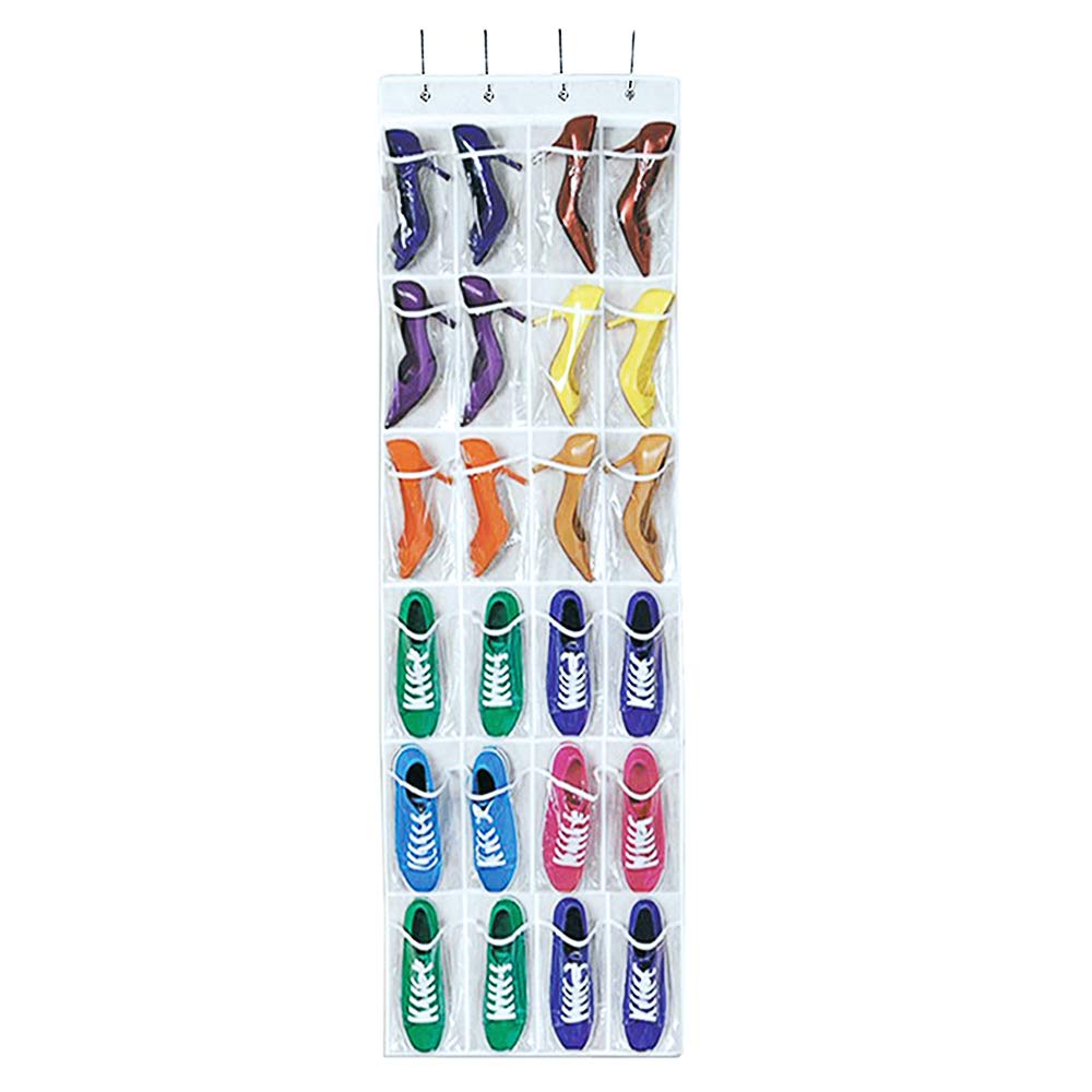 Dailyart 24 Pockets Over the Door Shoe Organizer Hanging Shelf Shoe Rack Storage Stand Organiser Holder Hook,White