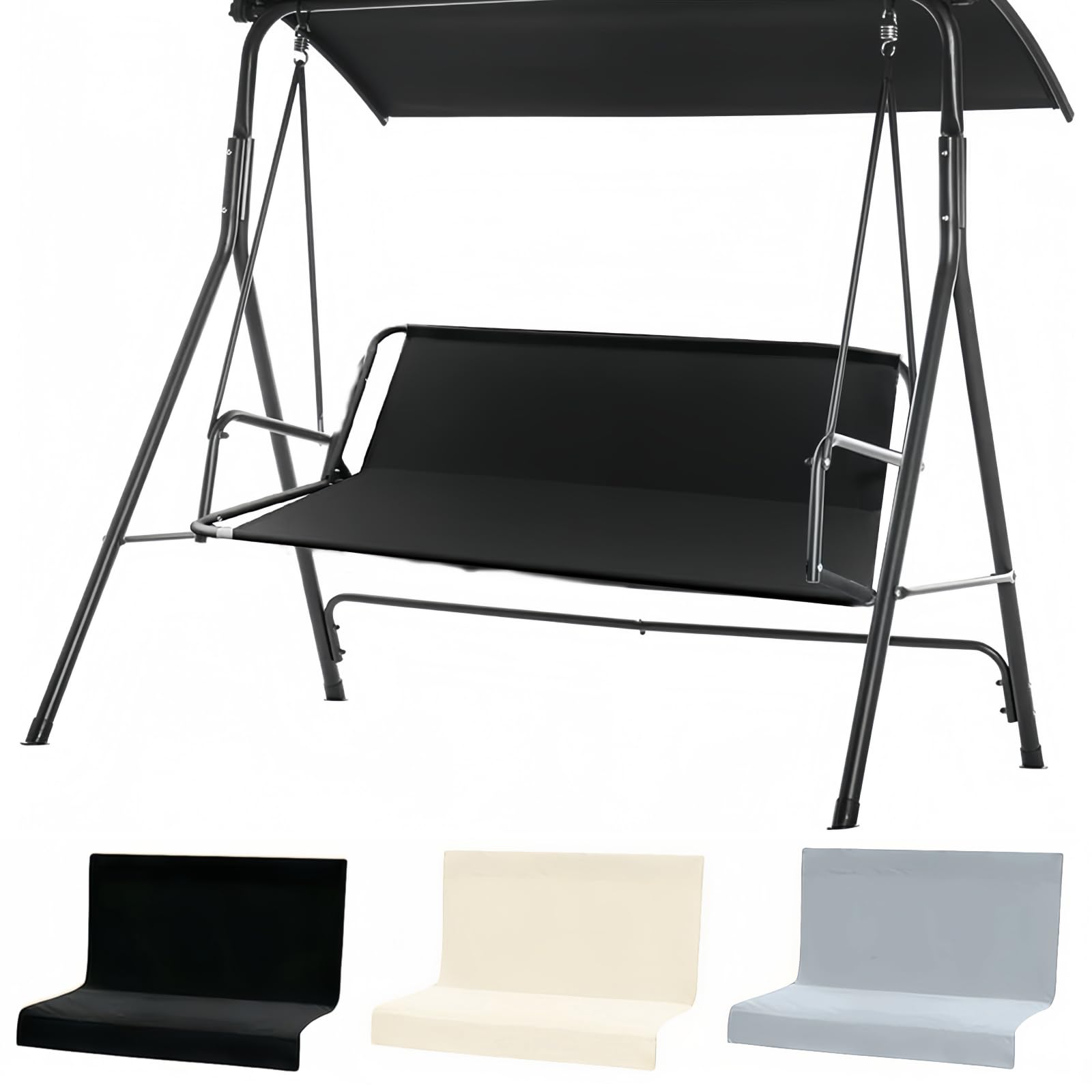 Photo 1 of Porch Patio Swing Seat Cover Replacement, 680D Thickened Waterproof Oxford Swing Replacement Fabric for Outdoor Garden 2/3 Seater Chair 58.2x19.7x19.7 inch(Black)