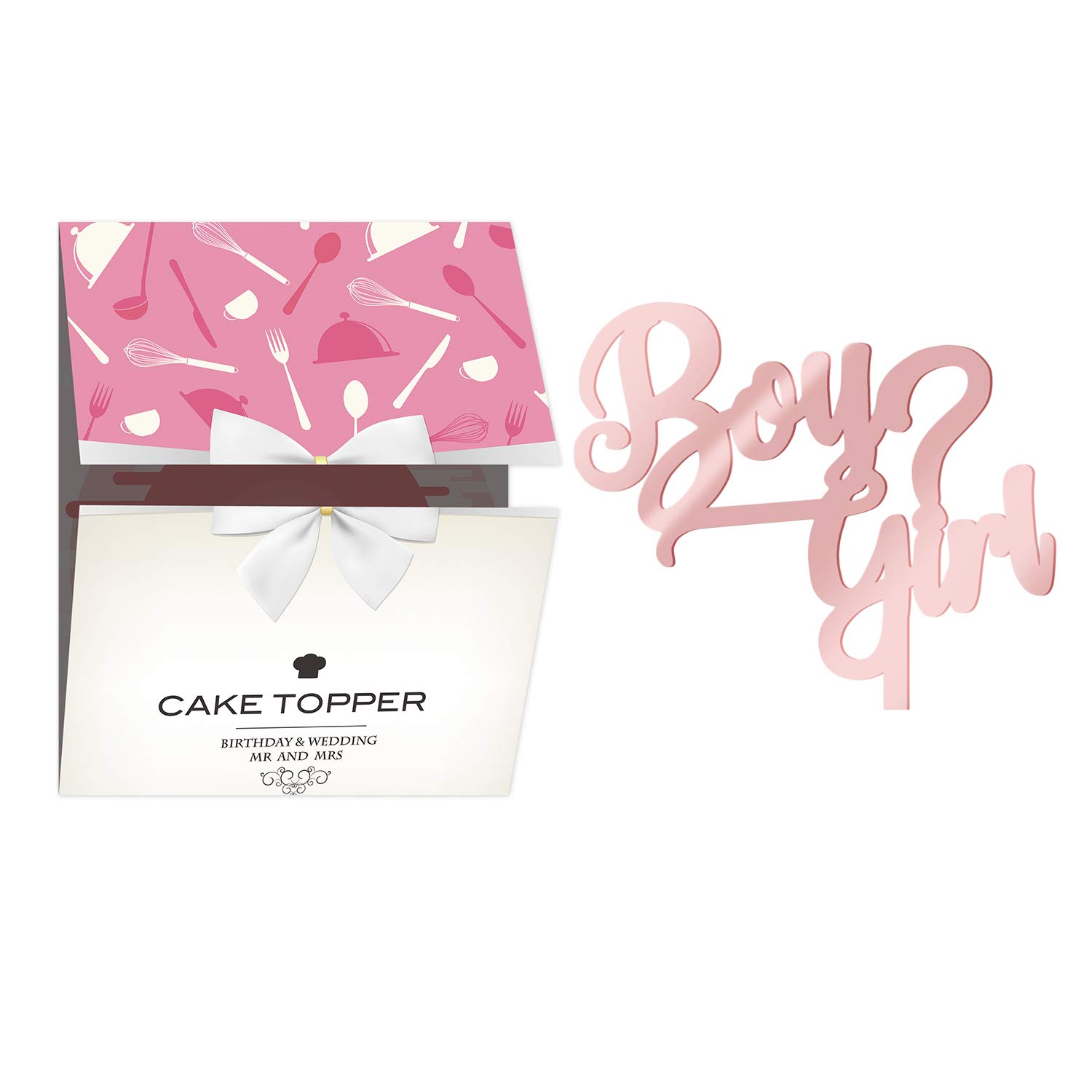 2019 New Boy Girl cake topper baby shower Rose Gold Acrylic Mirror Happy Birthday For Baby Showers and Gender Reveal Parties for Boys and Girls (B)