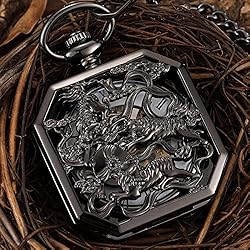 Whodoit Square Mechanical Pocket Watch Men's Black