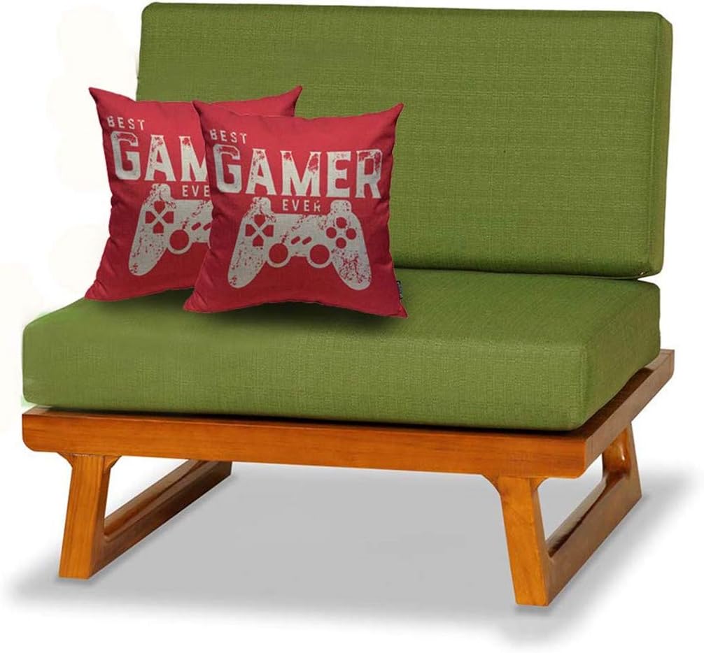 Mugod Throw Pillow Cover Best Gamer Ever for Video Games Geek Home Decorative Square Pillow Case for Men Women Boy Gilrs Bedroom Livingroom Cushion Cover 18x18 Inch Red White Pillowcase: Home & Kitchen