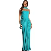Ayettach Chiffon Bridesmaid Dress with Scarf Strapless Mermaid Long Pleated Formal Evening Maxi Gowns HWBM2510038