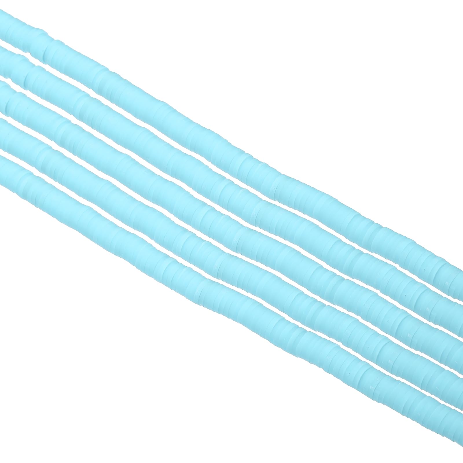 PATIKIL 6mm Polymer Clay Beads Spacer, 1750Pcs 5 Strands Round Flat Handmade Bead Spacer for Craft Home Decor Chain Bracelets Jewelry Making, Light Blue