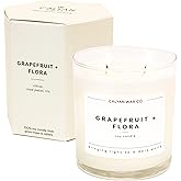 Calyan Wax Co. Grapefruit & Flora 2 Wick Scented Candle - 37 Hour Burn - Luxury Non Toxic Soy Wax Candles - Long Lasting Large Glass Jar Candle for Home - 8.8oz