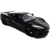2020 Chevy Corvette C8 Stingray Black with Gray Stripes 1/24 Diecast Model Car by Motormax 79360black
