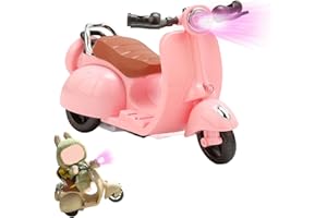 WNRTSA Scooter for Dolls Accessories, Cute Light-Up and Musical Seat with 360° Rotation, Cute Motorcycle for Dolls– Perfect for Doll Collectors, Batteries Not Included (Pink)