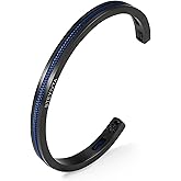 BTEYIVTA Handmade Minimalist Cuff Bracelet with Lucky Nautical Rope Inlaid Stainless Steel Cuff Unique and Stylish Bangle For Men And Women