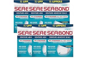 Sea-Bond Secure Denture Adhesive Seals, Original Uppers, Zinc Free, All Day Hold, Mess Free, 15 Count- Pack of 6 ( 90 Total Uppers)