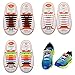 3 Pairs Lazy No Tie Silicone Shoelace for Kids and Adults, Oumers Rubber Tieless Elastic Slip Sneaker Shoelace Running Shoelace Athletic Shoe laces (1 pair Black + 1 pair White + 1 pair multicolor)