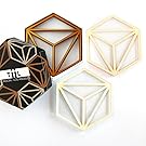 Hexa Drink Coasters, By TiiL. Set of 6 Plus Gift Box (Copper and Ash)