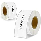 Cruxer 2 Rolls Compatible for DYMO 30327 A30327 9/16" x 3-7/16" (14mm x 87mm) 1-up File Folder Label Replacement for DYMO Label Writer Printer, 130 Labels per Roll, White