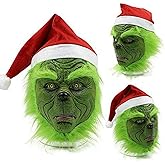 Christmas Green Big Monster Mask Santa Claus Halloween Csoplay Costume Props Xmas Funny Full Face Mask for Party