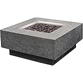 Elementi Manhattan Concrete Fire Pit 36" x 36" Outdoor Patio Firepit Includes Lava Rocks Modern Fire Pits &amp; Outdoor Fireplaces for Garden, Deck, Indoor &amp; Outdoor Heating