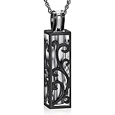 AIWENXI Tree of Life Urn Necklace for Ashes Cylinder Bar Memorial Jewelry 316L Stainless Steel Keepsake Cremation Jewelry Pendant for Men Women