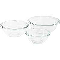 Pyrex Glass Mixing Bowl Set (3-Piece Set, Nesting, Microwave and Dishwasher Safe)