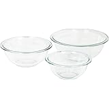 Pyrex Tempered Glass Mixing Bowls | 3 Piece Set | 1-Quart, 1.5-Quart, and 2.5 Quart Mixing Bowls for Kitchen, Baking, and Sto