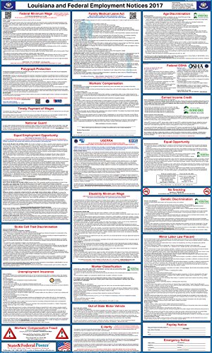 2017 Louisiana State and Federal Labor Law Poster - Laminated 24