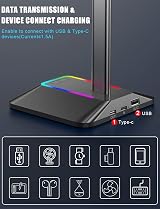 New Bee RGB Headphone Stand USB-C USB Port Headset Holder Gaming Accessories view 3