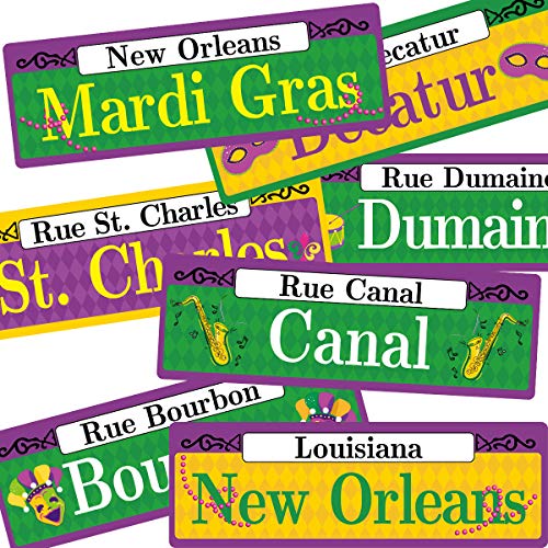 Mardi Gras Street Signs Cutouts Two Sided 12Pcs Mardi Gras Carnival