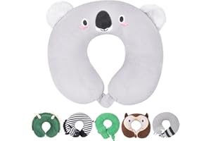 H HOMEWINS Travel Pillow for Kids Toddlers-Soft Neck Head Chin Support Pillow,Cute Animal,Comfortable in Any Sitting Position for Airplane,Car,Train,Machine Washable,Children Gift (Koala)
