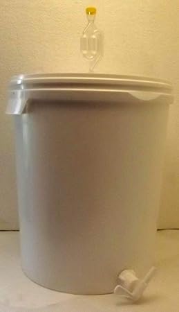 Großer Gärbehälter (33 Liter Volumen) mit Ablasshahn und Gärröhrchen, von Nahrungsmittel-selbermachen