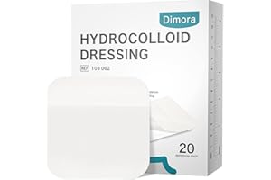 Dimora 20 Pack Hydrocolloid Wound Dressing, Ultra Thin 4" x 4" Large Patch Bandages with Self-Adhesive
