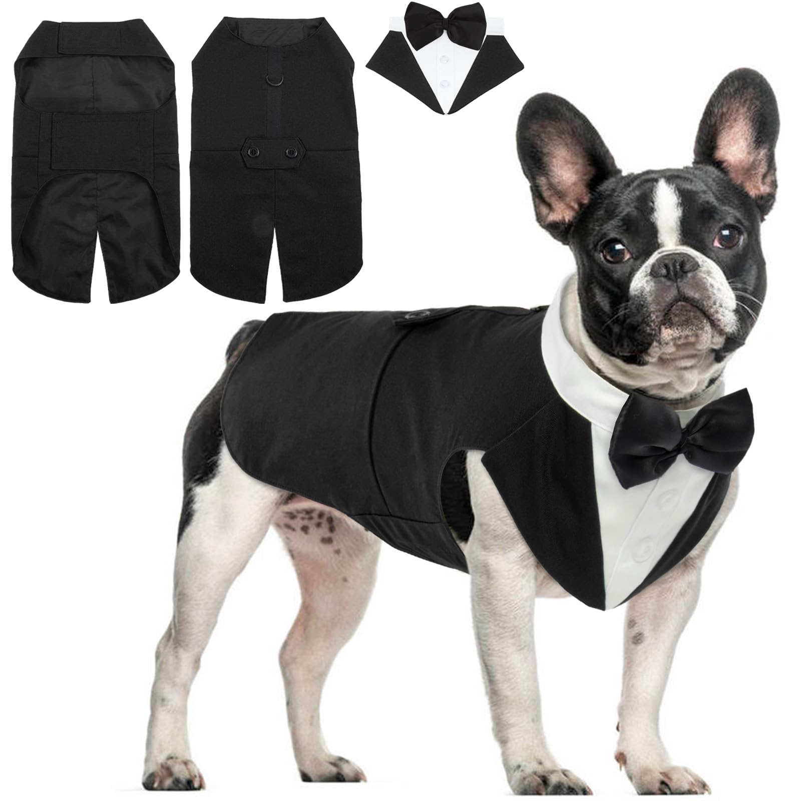 Puppy Formal Tuxedo Set - Dog Wedding Outfit with Removable Bow Tie, Perfect for Small to Large Dogs, Ideal for Parties, Birthdays, Festivals