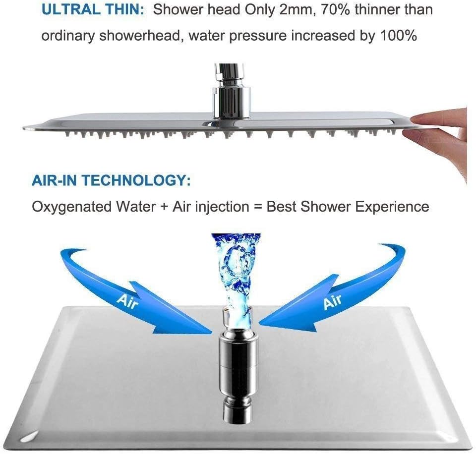 POP Shower Faucet Set with Tub Spout Chrome Bathroom Luxury Rain Mixer Shower System Wall Mounted Rainfall Shower Combo Set, Single Function Tub and Shower Trim Kit with Rough-in Valve - - 