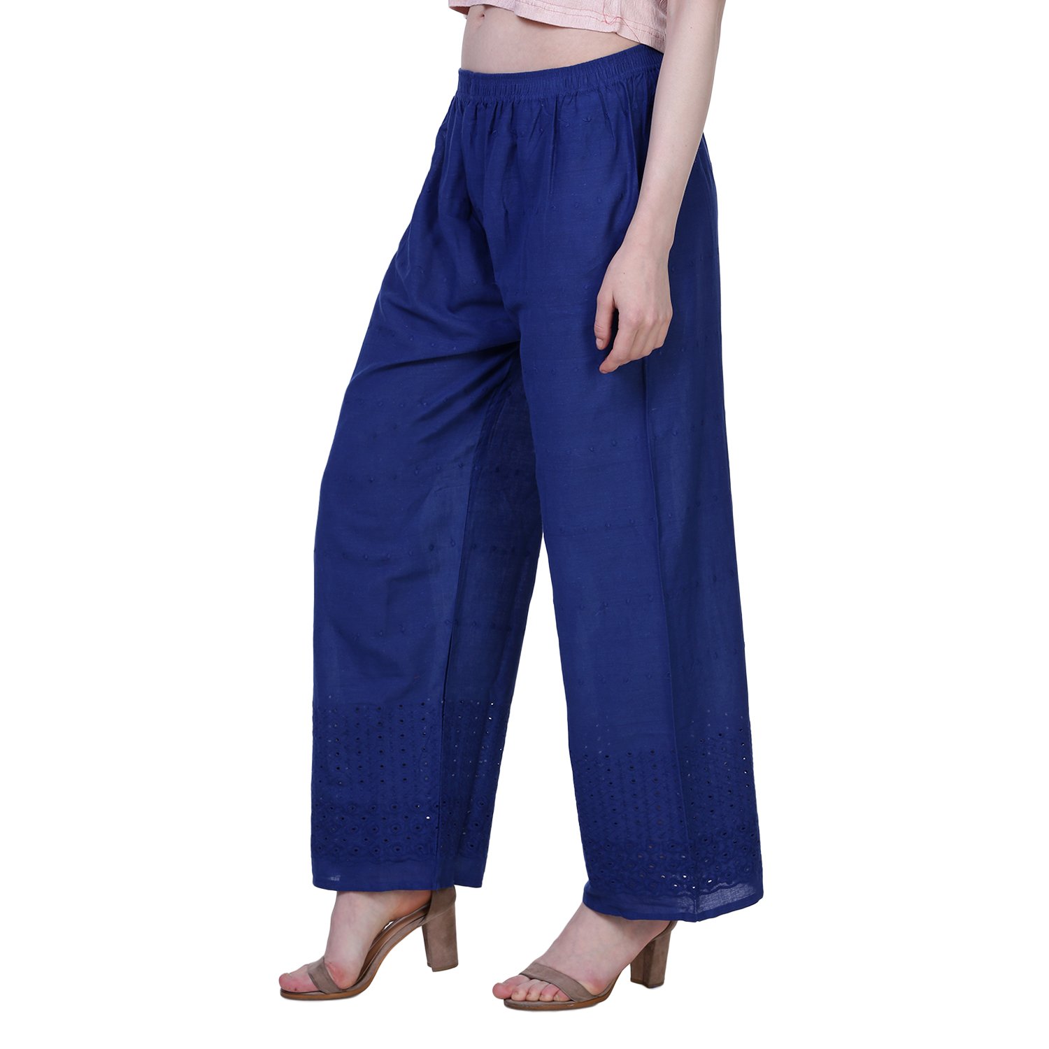 myshka women solid straight palazzos