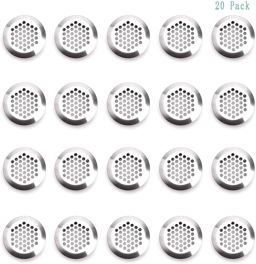 BuxiuGK 20 Pcs 53mm Stainless Steel Air Vent Hole Ventilation Louver Round Shaped Mesh Hole Air Vent for Kitchen Cupboards Bathroom Cabinet Wardrobe