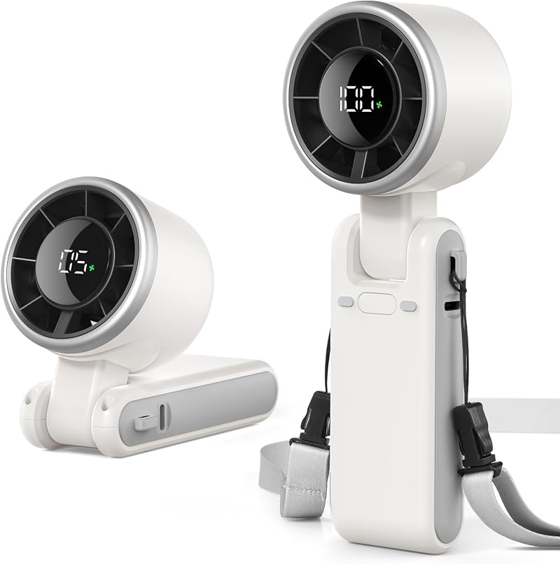 EasyAcc Portable Handheld Turbo Fan 4000mAh USB-C Rechargeable White