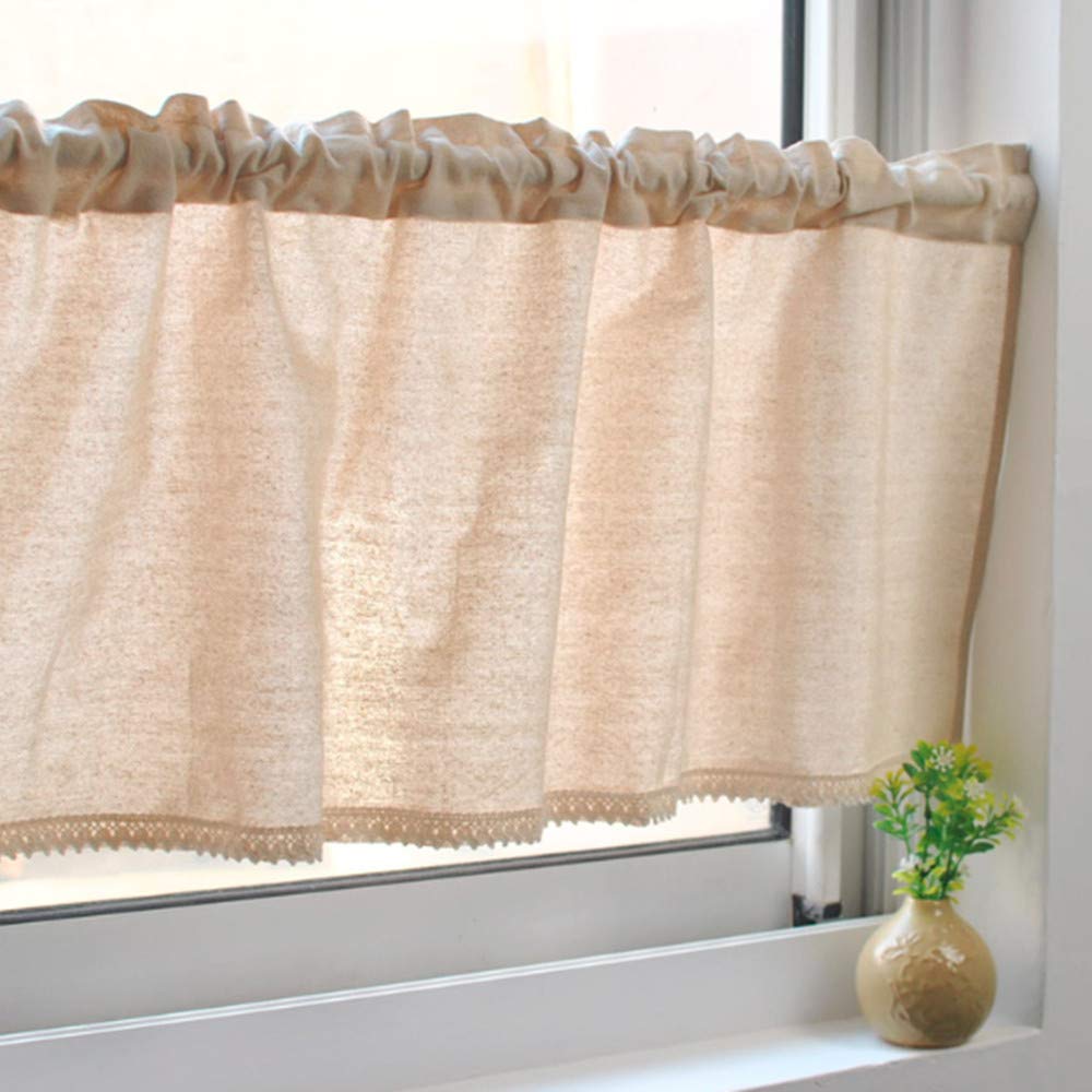 Unimall Kitchen Curtains Handmade Natural Cotton Half Curtains For