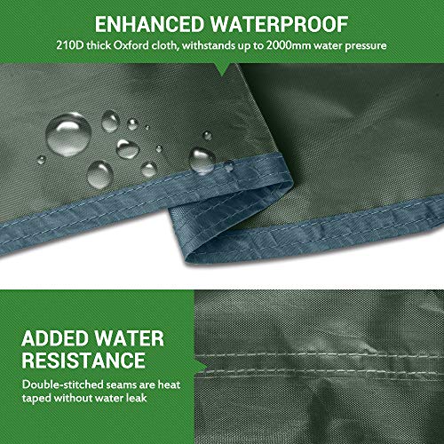 WOLFWILL 94 x 86 Inch Waterproof Camping Tarp - Mutifunctional Tent Footprint Groundsheet for Picnic Hiking Beach Mat with Stakes Drawstring Pouch