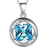 Aurora Tears 925 Sterling Silver 12 Birthstones Necklace/Earring/Ring/Bracelet Women Birthstone Pendant Crystal Fashion Birthday Jewelry Christmas Gift for Girls Women