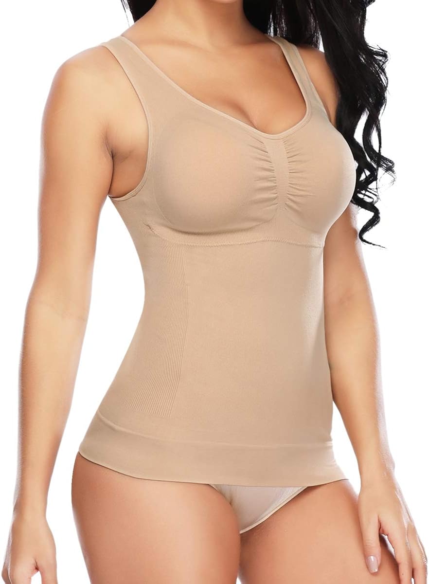 Miss Moly Seamless Shapewear Tank Top Camisole With Built In Bra Undewear Vest Top Underskirts Body Shaper At Amazon Women S Clothing Store